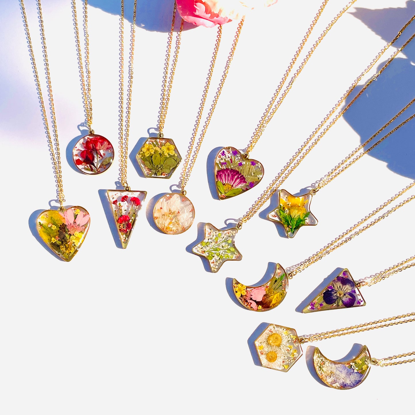 Custom Birth Flower Pendants in Diverse Shapes