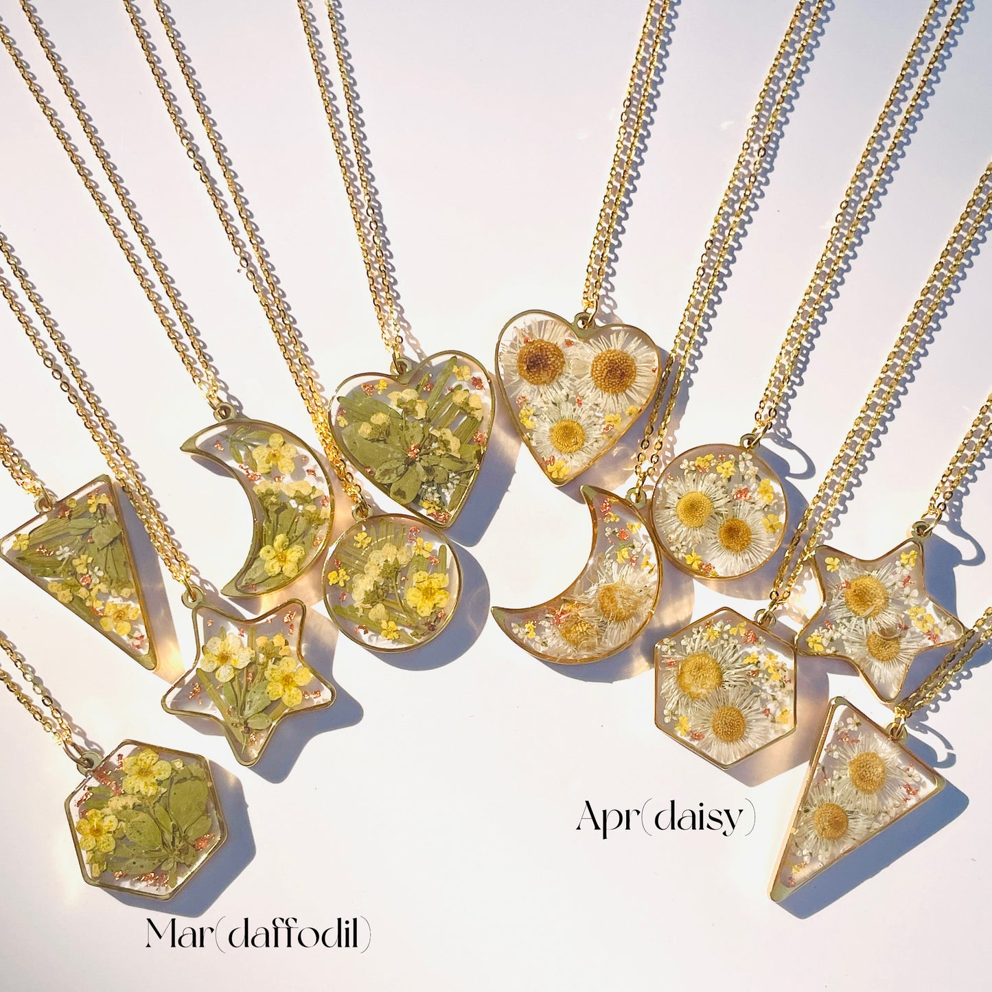 Custom Birth Flower Pendants in Diverse Shapes