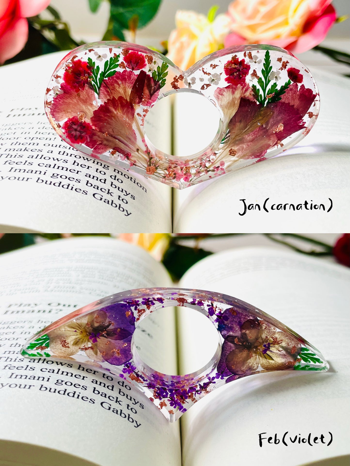 Custom Birth Flower Page Holder-Blossom Thumb Bookmarks