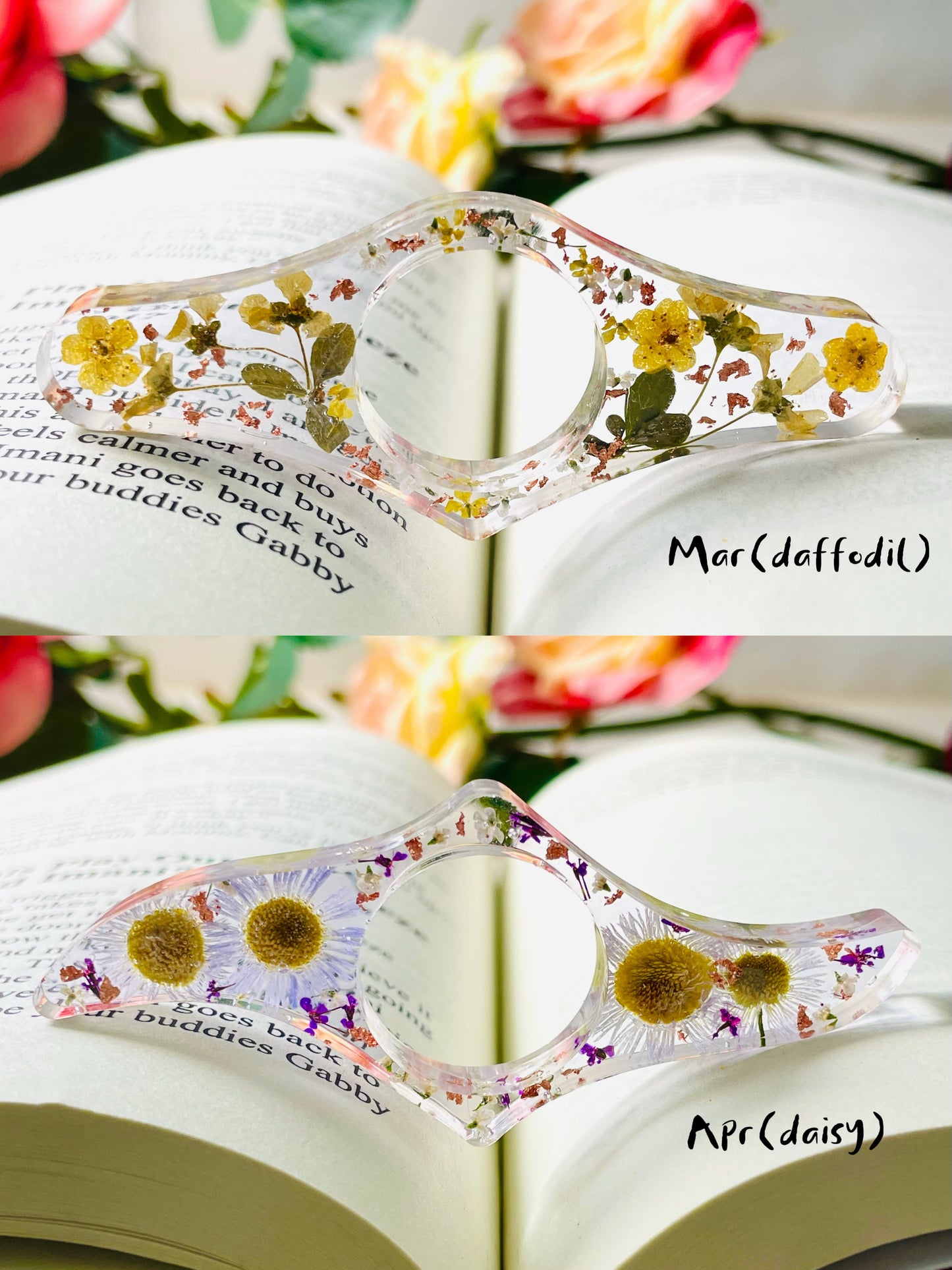 Custom Birth Flower Page Holder-Blossom Thumb Bookmarks