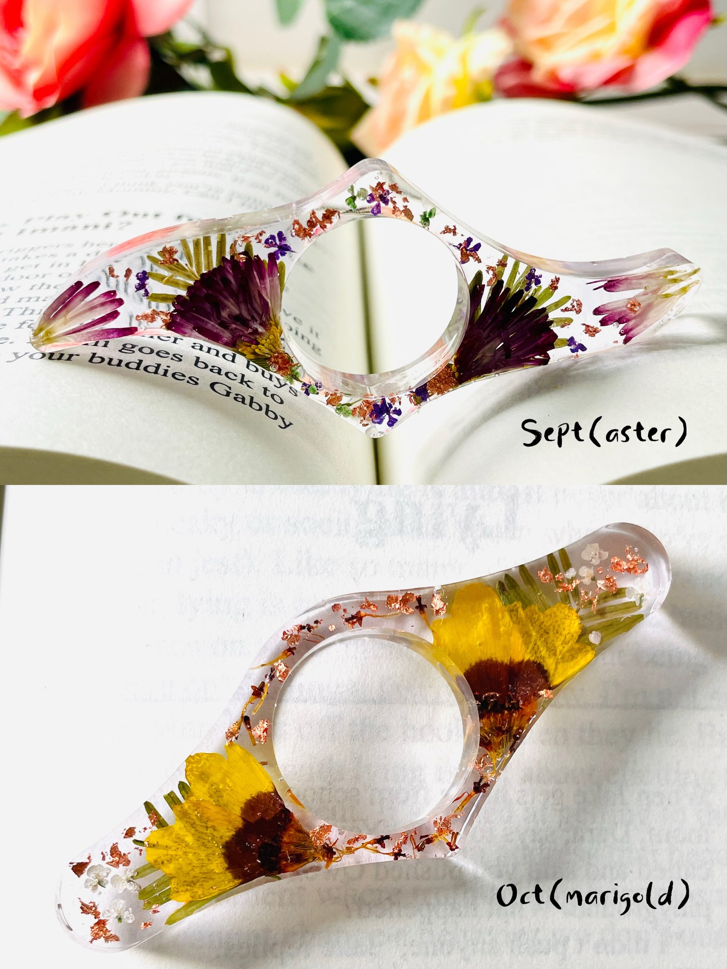 Custom Birth Flower Page Holder-Blossom Thumb Bookmarks