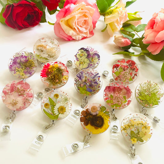 Custom Birth Flower Badge Reel With ID Holder– Embrace Nature's Elegance at Work