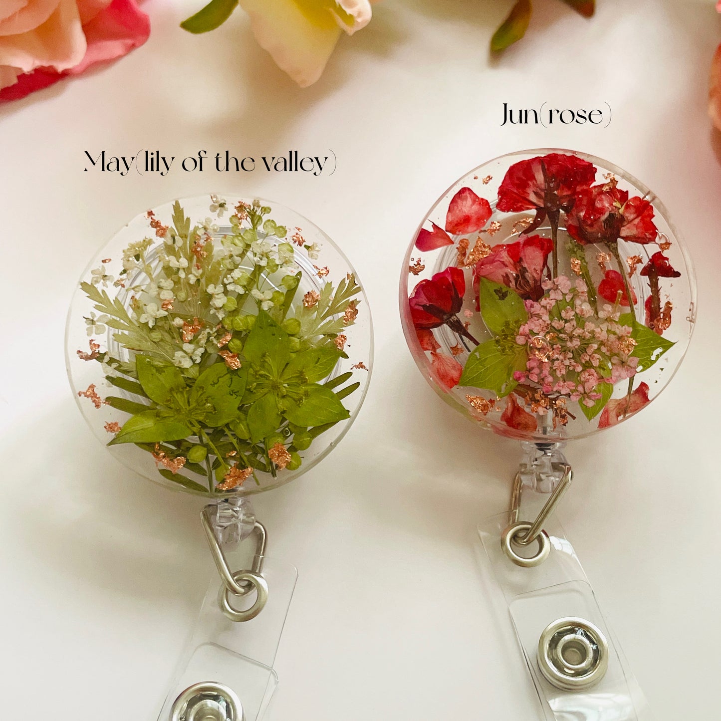 Custom Birth Flower Badge Reel With ID Holder– Embrace Nature's Elegance at Work